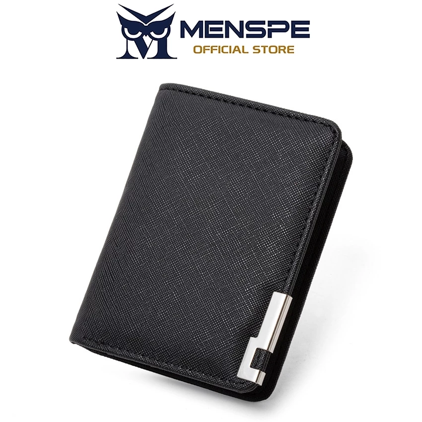 MENSPE กระเป๋าสตางค์ผู้ชายเรียบง่ายสั้นนุ่ม PU กระเป๋าสตางค์ธุรกิจ Multi-Card ตําแหน่งผู้ถือ Mini กระเป๋าเดินทางเหรียญ