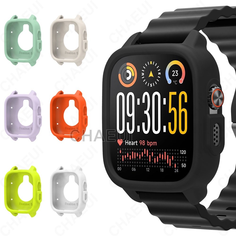 เคสซิลิโคนเปลือกป้องกันครึ่งฝาครอบอุปกรณ์เสริมสําหรับ Realme Watch 5