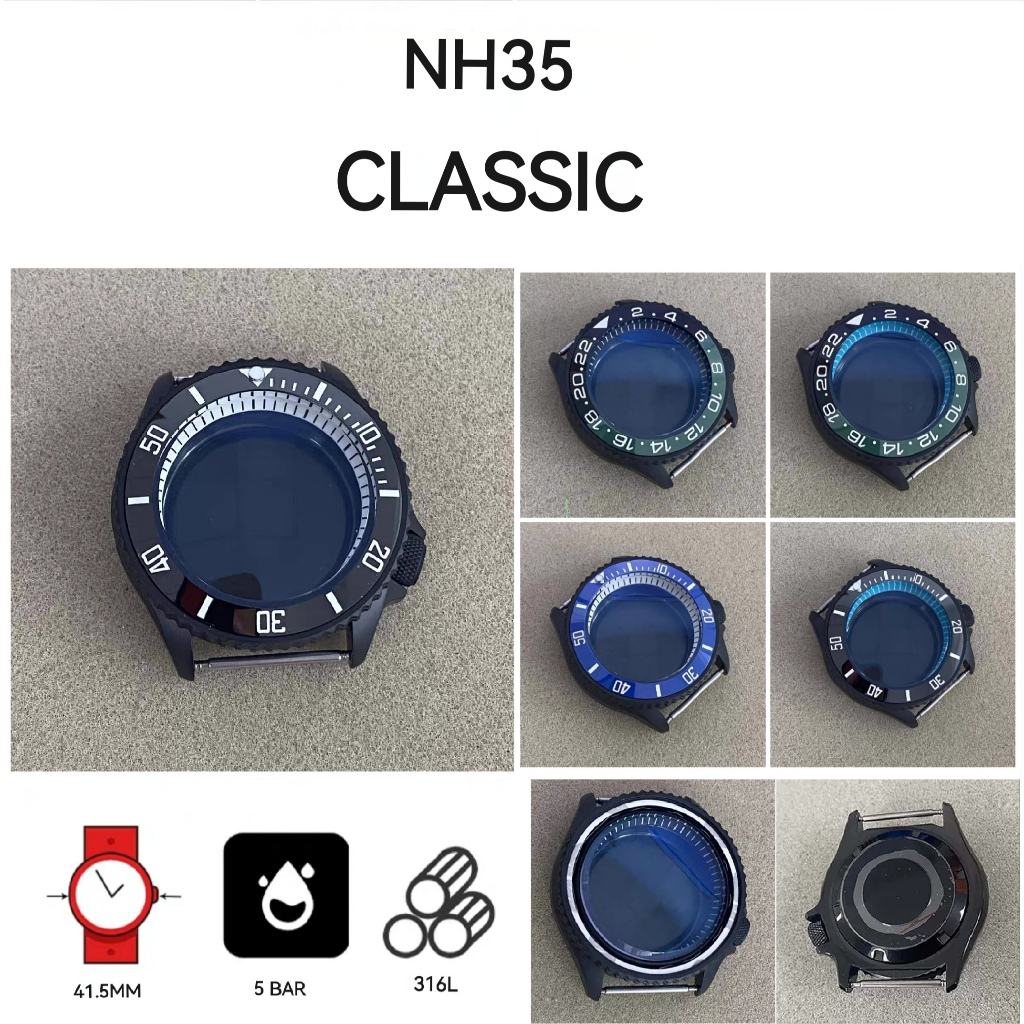 41.5 มม.นาฬิกา 3.8 oClock ฐาน Frosted สีดํานาฬิกาอุปกรณ์เสริมสําหรับ NH35/NH36/4R การเคลื่อนไหว