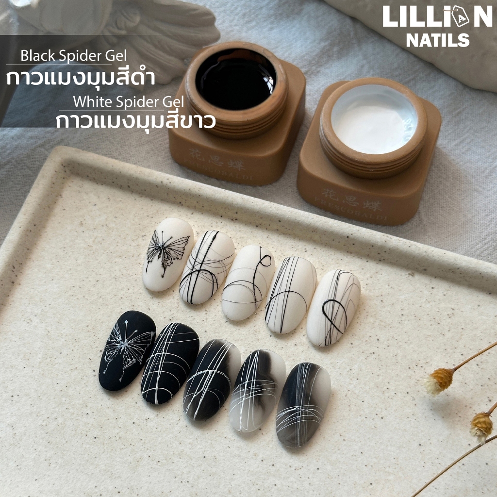 พร้อมส่งในไทย XEIJAY/FRESCOBALDIสีเล็บเจล 5g สายกาว แบบดึง ยืดหยุ่น สําหรับตกแต่งเล็บ DIY สไปเดอร์เจลดํา ขาวเส้นใยแมงมุม