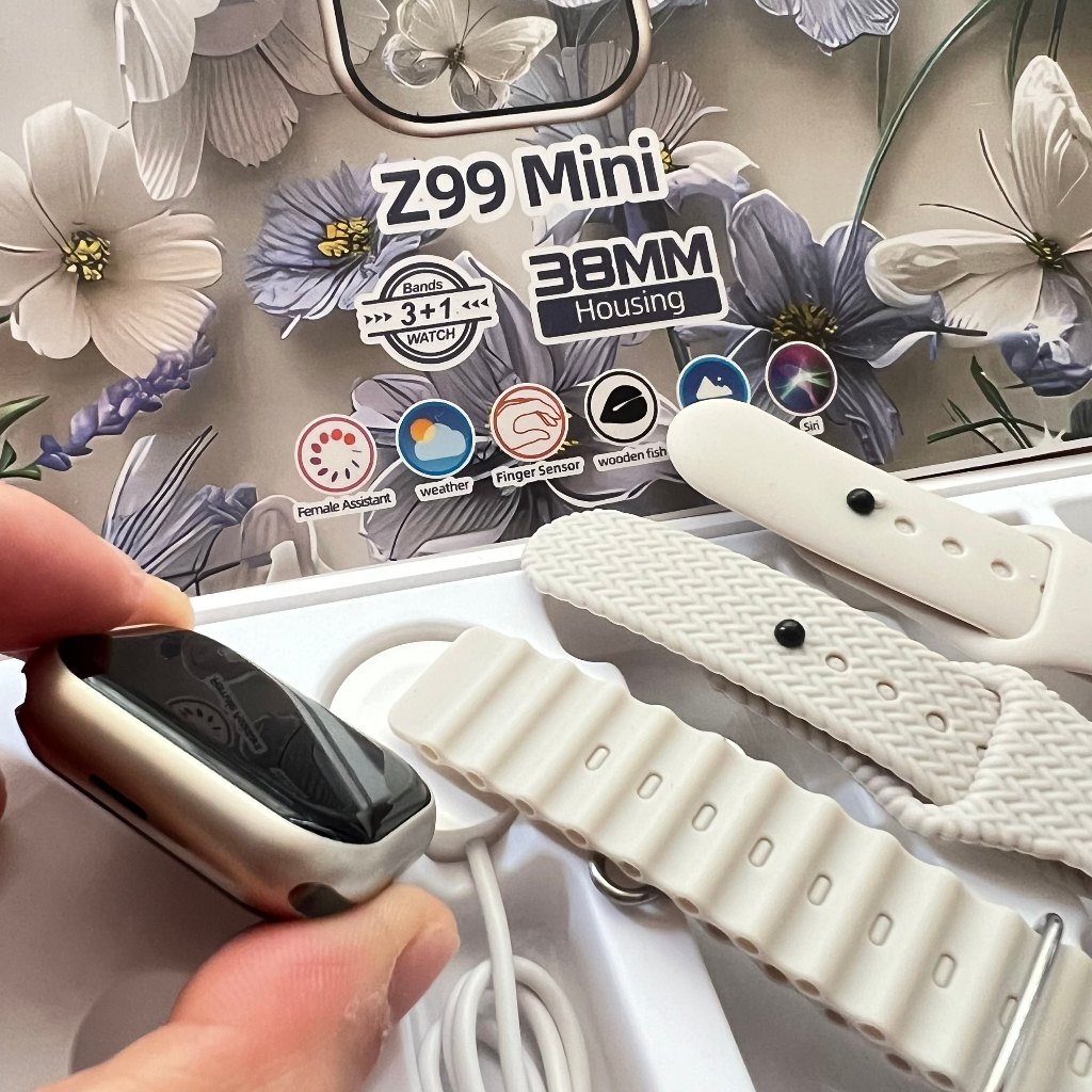 38MM Z99 Mini TOP 1 smartwatch ฟรี 3 สาย 1.75 นิ้วสําหรับนาฬิกาสปอร์ตผู้หญิงและผู้ชายบลูทูธโทรสมาร์ท
