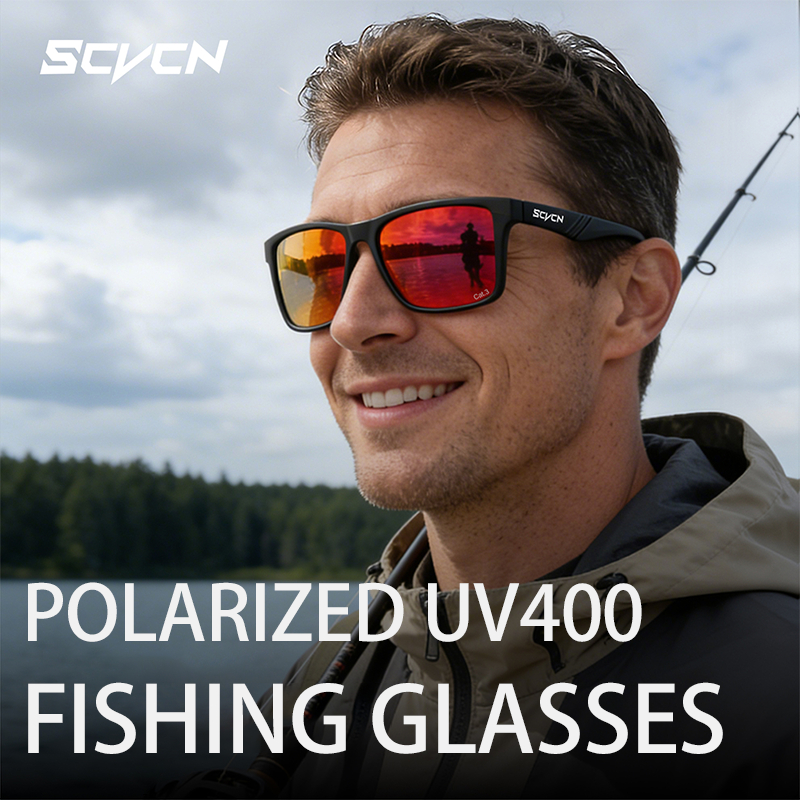 SCVCN แว่นกันแดดตกปลาโพลาไรซ์ขับรถแรเงา UV400 สําหรับผู้ชายผู้หญิงแว่นกันแดดทรงสี่เหลี่ยมจักรยานเดินป่า