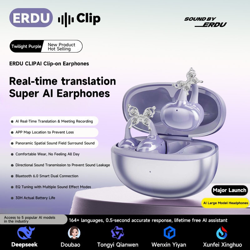 【ERDU】Air หูฟังบลูทูธ หูฟังไร้สาย หูฟัง ANC ตัดเสียงรบกวน Bluetooth 6.0 ใช้งานผ่านแอปฯ