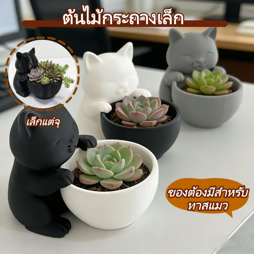 กูทฮอป กระถางดอกไม้ขนาดเล็กรูปแมวที่มีรูระบายน้ํากระบองเพชรกระถางต้นไม้มินิน่ารักออกแบบเฉพาะ ฉ่ํา ชาวไร่หม้อสําหรับห้องนอนสํานักง