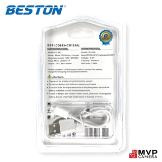 Beston ของแท้ (RCR123A 650mAh 3.2V) 2x แบตเตอรี่ชาร์จและเครื่องชาร์จ BST-CD643 ชุด