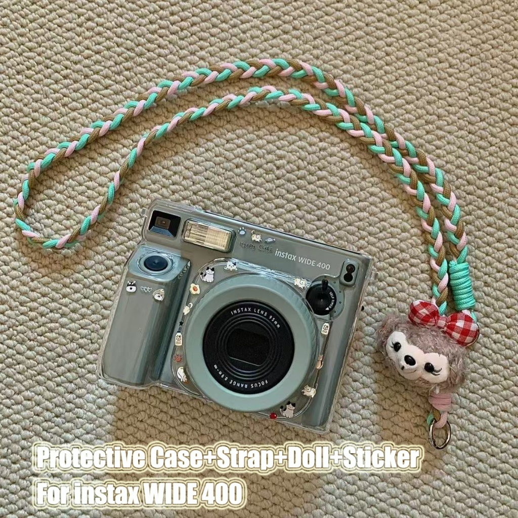 Fujifilm instax WIDE400 Crystal Case Protective เคสใสพร้อมสายรัด+สติ๊กเกอร์โพลารอยด์ป้องกันการชนกัน