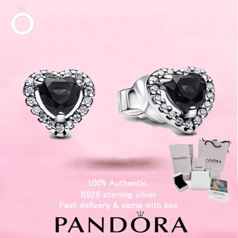 (306)ใหม่ PANDORA S925 เครื่องประดับเงินสเตอร์ลิงของขวัญวันวาเลนไทน์ Top Choice Elevated Heart Stud ต่างหู
