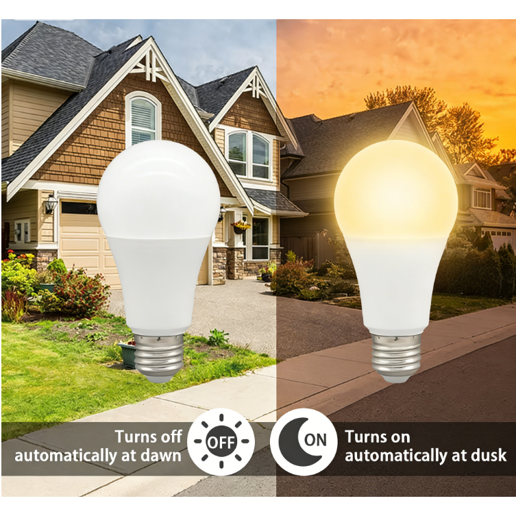 E27 หลอดไฟ LED Dusk To Dawn Smart Day โคมไฟ Night Light Auto On/Off สําหรับบันไดทางเดิน Pathway ลานกลางแจ้ง Night Light ตกแต่ง Warm White