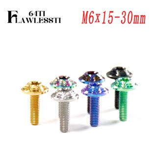 FLAWLESSTI M6x15-30 Gr5 สลักเกลียวไทเทเนียมด้านหน้า Fender ท…