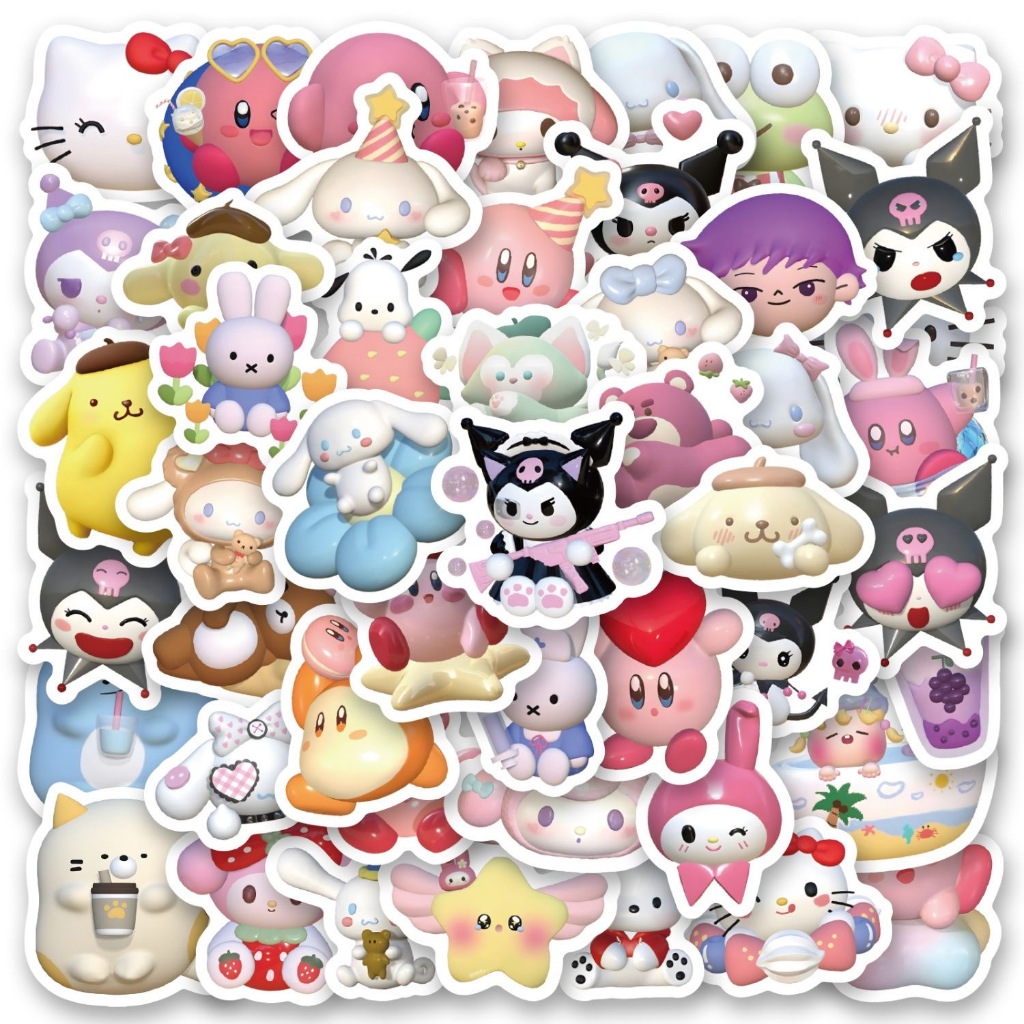 SANRIO 100ชิ้น ซานริโอ สติกเกอร์การ์ตูนคิตตี้น่ารักคุโรมิสติกเกอร์แล็ปท็อปกระเป๋าฉลากเครื่องเขียน