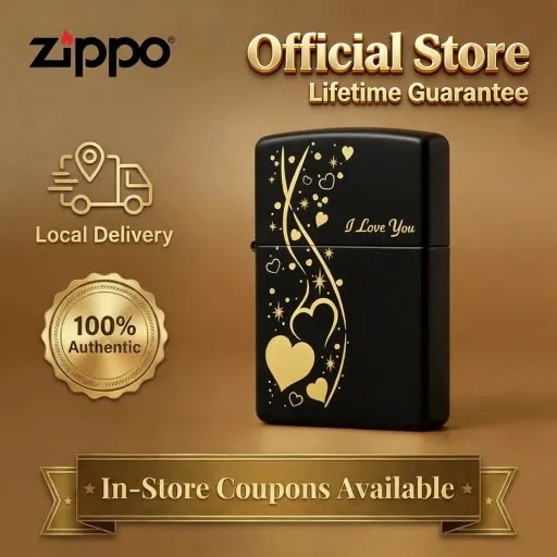 Zippo ของแท้ Black Matte - ไฟแช็กกันลมมิตรภาพนิรันดร์, 218-C-000018