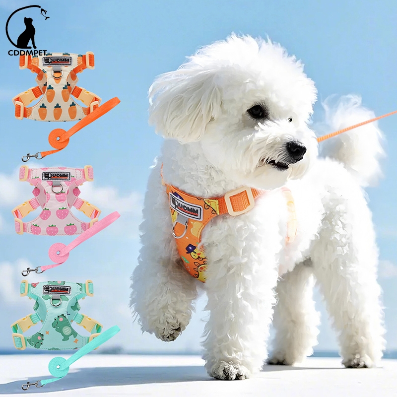 【CDDMPET】สัตว์เลี้ยงสุนัขสายรัดระบายอากาศและสายจูงสําหรับสุนัขโคลนขนาดเล็กแมวเสื้อกั๊ก