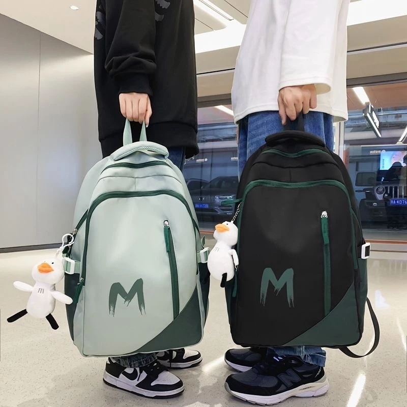 กระเป๋าเป้นักเรียนเกาหลี สีตัดกัน แฟชั่นดีไซน์เก๋ จุของเยอะ สไตล์ฮิปฮอป สะพายไปเรียน back to school