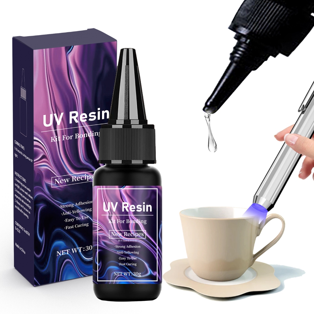 Quick-Drying UV เรซิ่นกาว Ultraviolet Curing สูงโปร่งใส DIY แก้วพลาสติก/ซ่อมกาว 250g/500g/1,000g