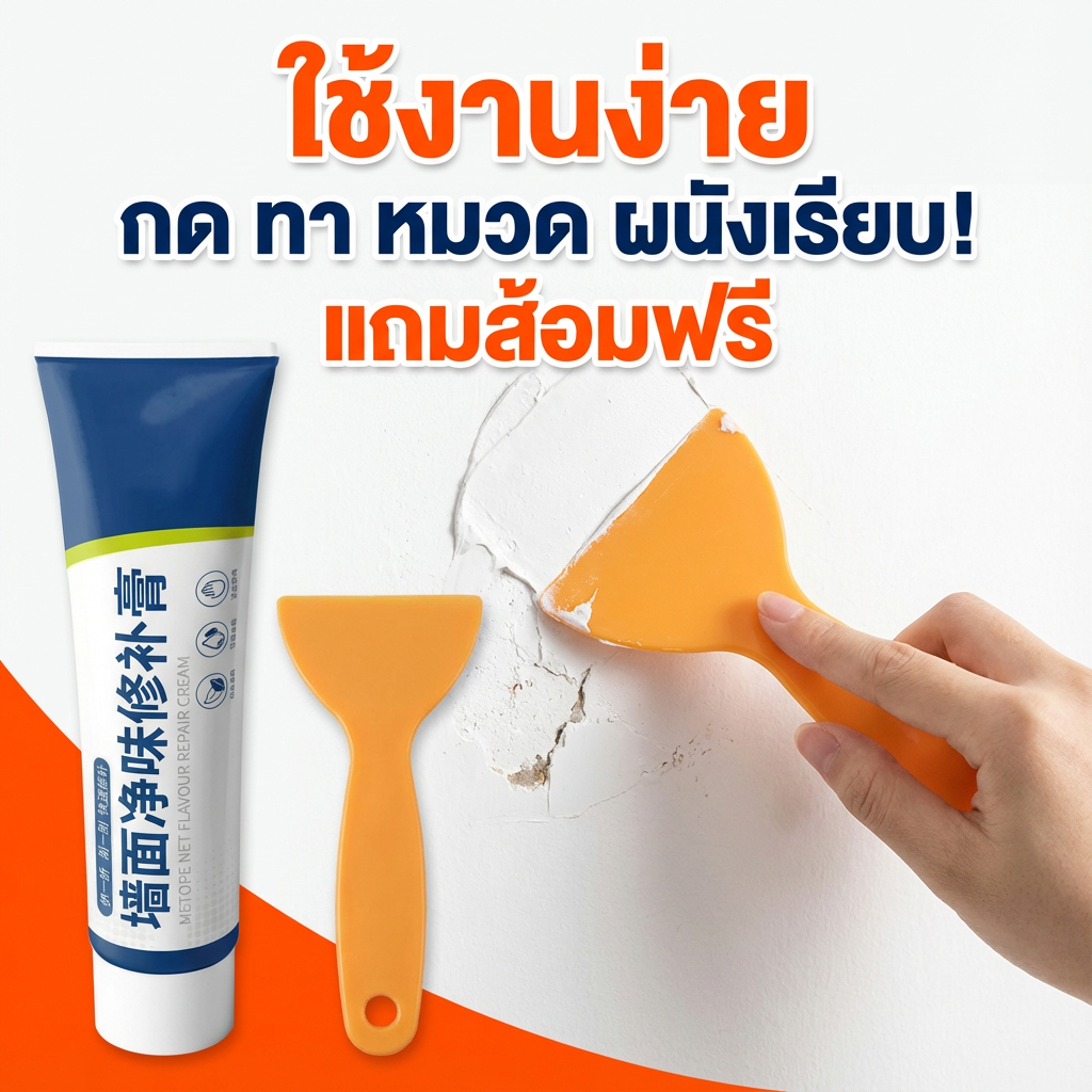 กาวซ่อมผนัง สูตรเข้มข้น อุดรอยแตกร้าว ซ่อมผนังเสียหาย แห้งเร็ว ไม่หลุดลอก 250g