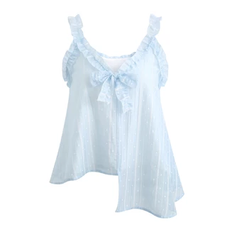 pitlu เสื้อท็อปสไพร์ลายรอยบัว สีขาวมัน ขนาดS-XL ผ้าอ่อนนุ่ม ใส่สบาย แฟชั่น