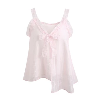 pitlu เสื้อท็อปสไพร์ลายรอยบัว สีขาวมัน ขนาดS-XL ผ้าอ่อนนุ่ม ใส่สบาย แฟชั่น