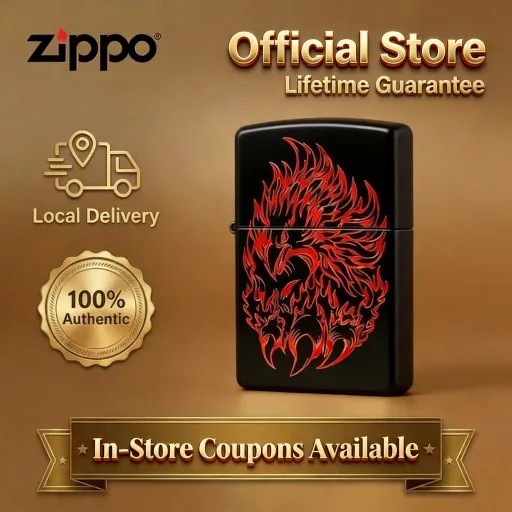 Zippo ไฟแช็กกันลม Blazing Phoenix Dance ของแท้, LZE-0618