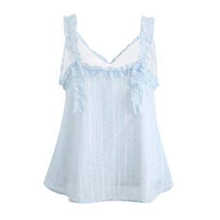 pitlu เสื้อท็อปสไพร์ลายรอยบัว สีขาวมัน ขนาดS-XL ผ้าอ่อนนุ่ม ใส่สบาย แฟชั่น