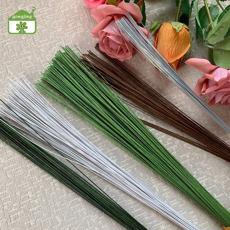 [Gong] 100 ชิ้น 40 เซนติเมตรดอกไม้ลวดก้านประดิษฐ์ดอกไม้สีเขียว Stem DIY ดอกไม้วัสดุลวด Stem Accessoies งานแต่งงานตกแต่งบ้าน th