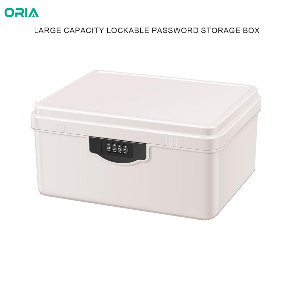 ORIA 4-Digit กล่องเก็บรหัสผ่าน Double Layer ความจุขนาดใหญ่กล่องเก็บที่ปลอดภัยสําหรับเอกสารโทรศัพท์เครื่องประดับ