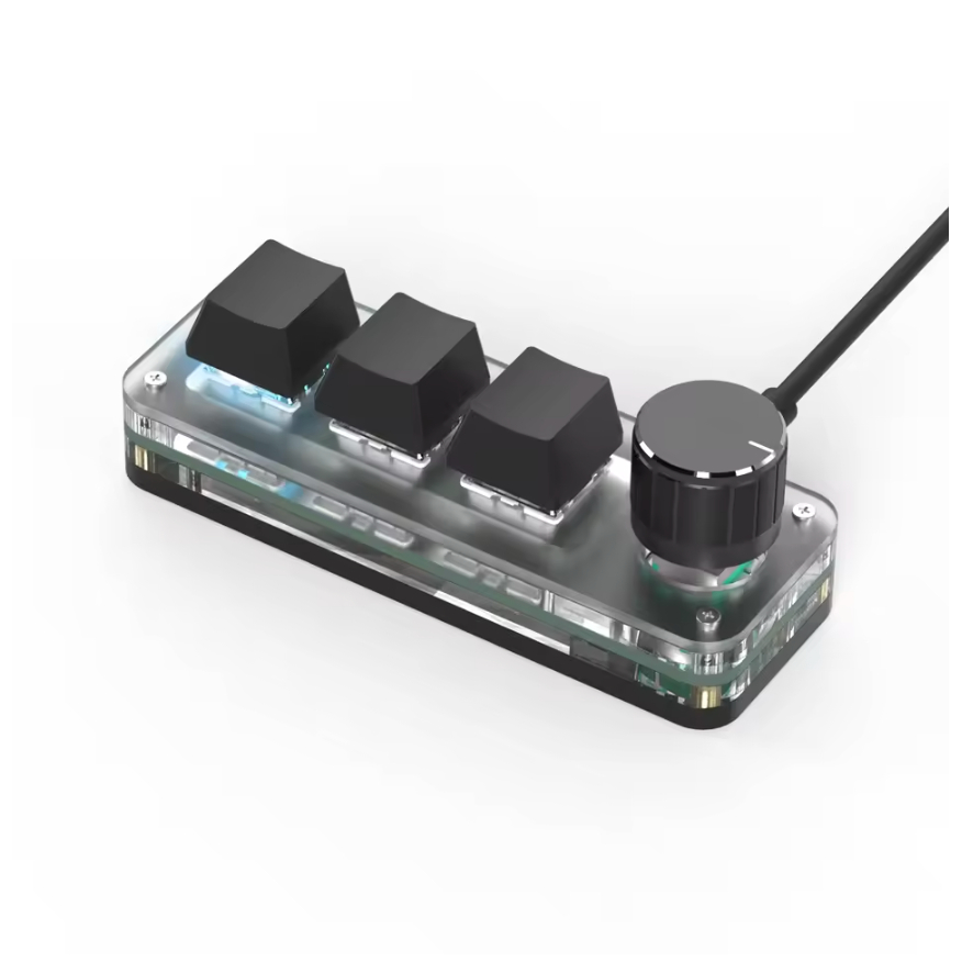 Macropad Macro Programming คีย์บอร์ด RGB Mini Hot Swap Gaming Custom ปุ่มปุ่มกดสีแดง 3 ปุ่มลูกบิดสําหรับ Photoshop มัลติมีเดีย