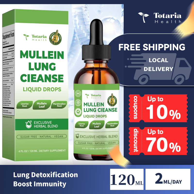 Totaria 16-in-1 มูลเลอินหยดสําหรับปอดที่มีศักยภาพสูงที่มีรากชะเอม, รากมาร์ชเมลโล่ 14 สารสกัดจากสมุนไพรสําหรับปอด, ทางเดินหายใจและภูมิคุ้มกัน 2 FL.OZ