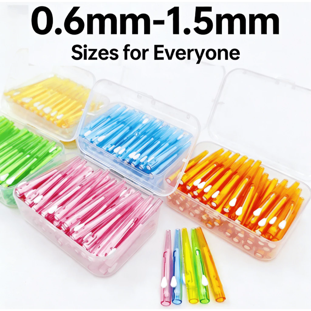30/60 ชิ้น I รูปร่าง Interdental แปรงแปรงสีฟันจัดฟันพร้อมกล่อง 0.6 มม.-1.5 มม.Extra Slim เคล็ดลับ Interdental Berus สําหรับฟันแน่นแปรงทันตกรรมสําหรับผู้ชายผู้หญิงเด็กขั้นสูง Oral
