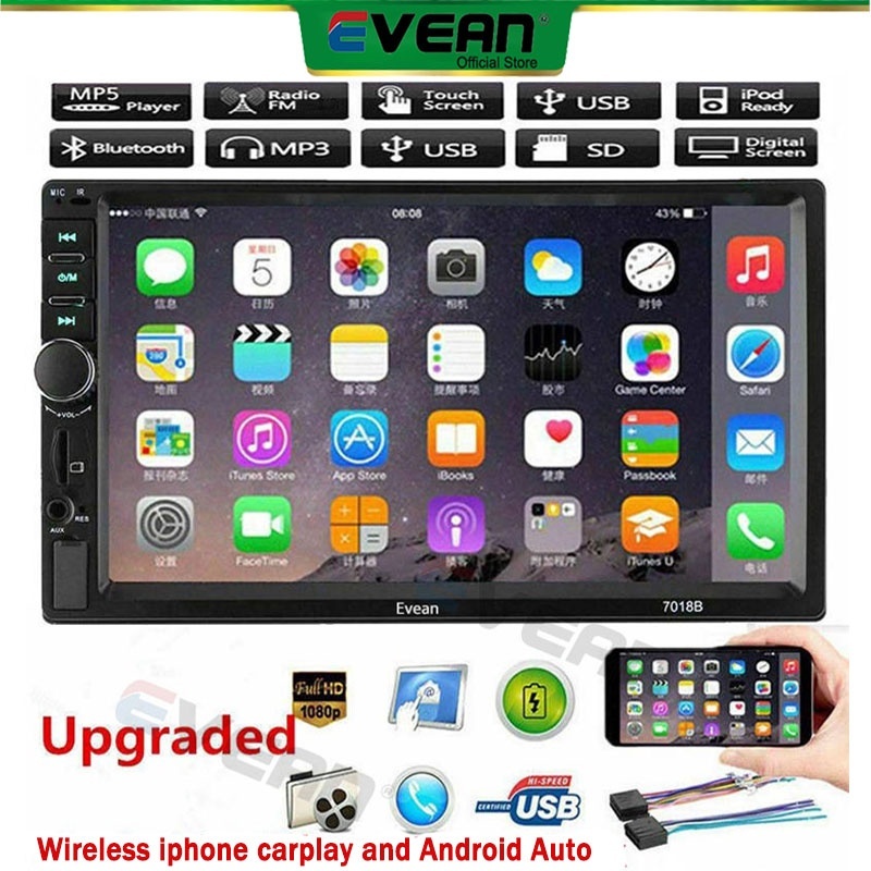 โปรโมชั่น! 7018B 7 "Double 2 DIN Carplay รถวิทยุสเตอริโอบลูทูธ MP5 Player USB/TF/FM/MirrorLink