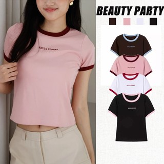 High quality stylish Embroidery T-shirt blouse round neck cotton semi cropped Top