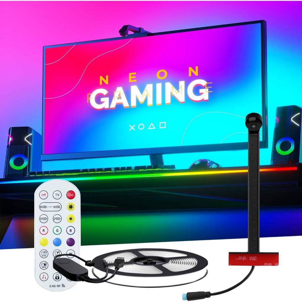 เพลงซิงค์ทีวีแบ็คไลท์สมาร์ทไฟ LED Strip เทปยืดหยุ่น RGBICไฟแบ็คไลท์ทีวีสำหรับทีวีขนาด 20-85 นิ้ว และไฟสร้างบรรยากาศในห้องเล่นเกมคอมพิวเตอร์