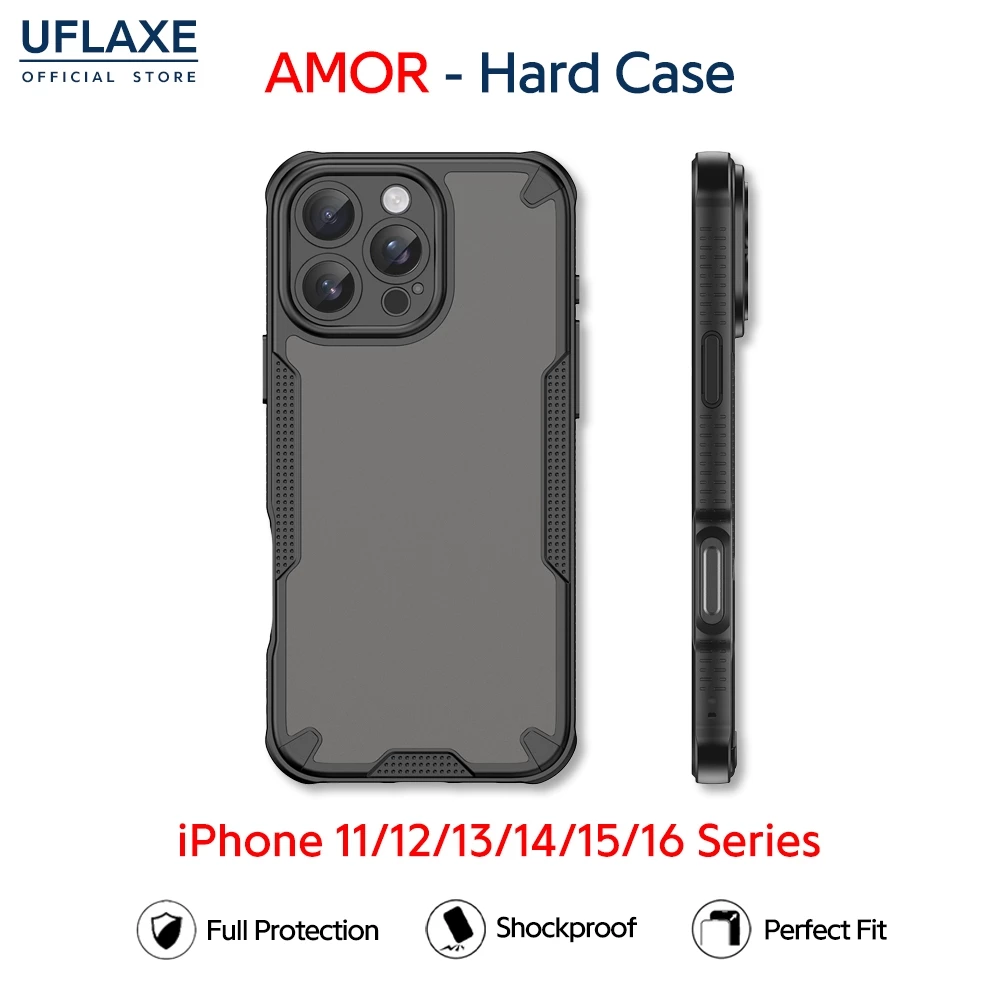 UFLAXE AMOR - เคส Apple iPhone 11 12 13 14 15 16 Pro Max - เคสแข็งกันกระแทกด้าน เคสโทรศัพท์กันรอยนิ้วมือการปกป้องเต็มรูปแบบ