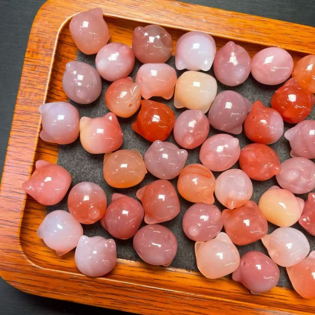 แหล่งเกลือธรรมชาติ Agate Faceless Cat ประมาณ 13 มม.แกะสลักชิ้นเครื่องประดับน่ารัก diy อุปกรณ์เสริม Simple All-Match ของขวัญ