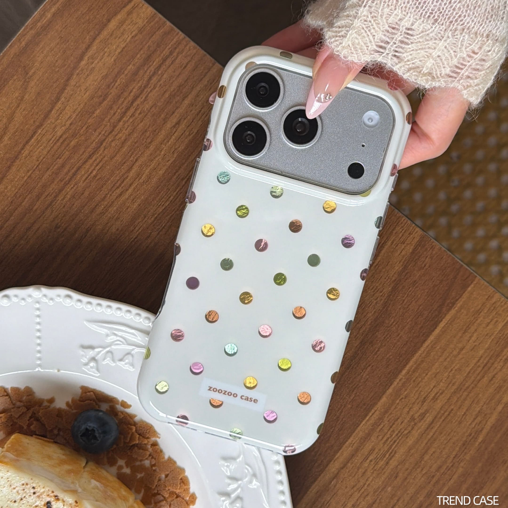 เกาหลี Minimalist สีสัน Polka Dots เคสโทรศัพท์สําหรับ iPhone 17 16 15 14 13 Pro Max ฝาครอบกันกระแทก