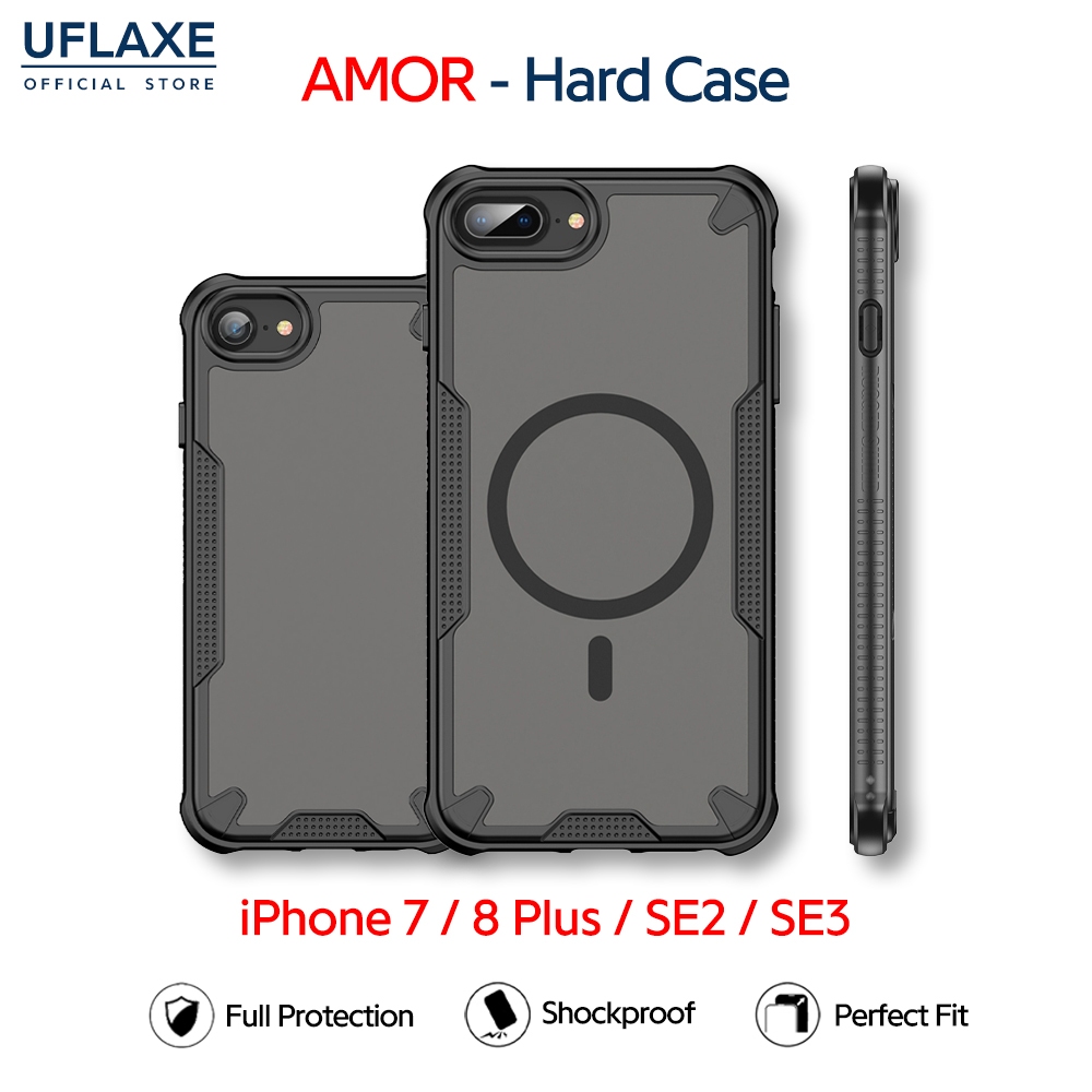 UFLAXE AMOR - เคส Apple iPhone 7 / 8 Plus / iPhone SE2 / SE3 - เคสแข็งกันกระแทกด้าน เคสโทรศัพท์กันรอยนิ้วมือการปกป้องเต็มรูปแบบ