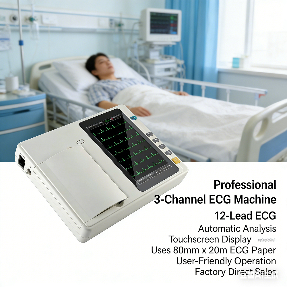 [ปลาค็อด]เครื่อง คลื่นไฟฟ้าหัวใจ แบบพกพาสามช่องทางการแพทย์12คู่มือวิเคราะห์อัตโนมัติเต็มรูปแบบหน้าจอขนาดใหญ่23ซมหน้าจอสัมผัสโรงพยาบาล/คลินิก/เครื่องตรวจจับคลื่นไฟฟ้าผลไม