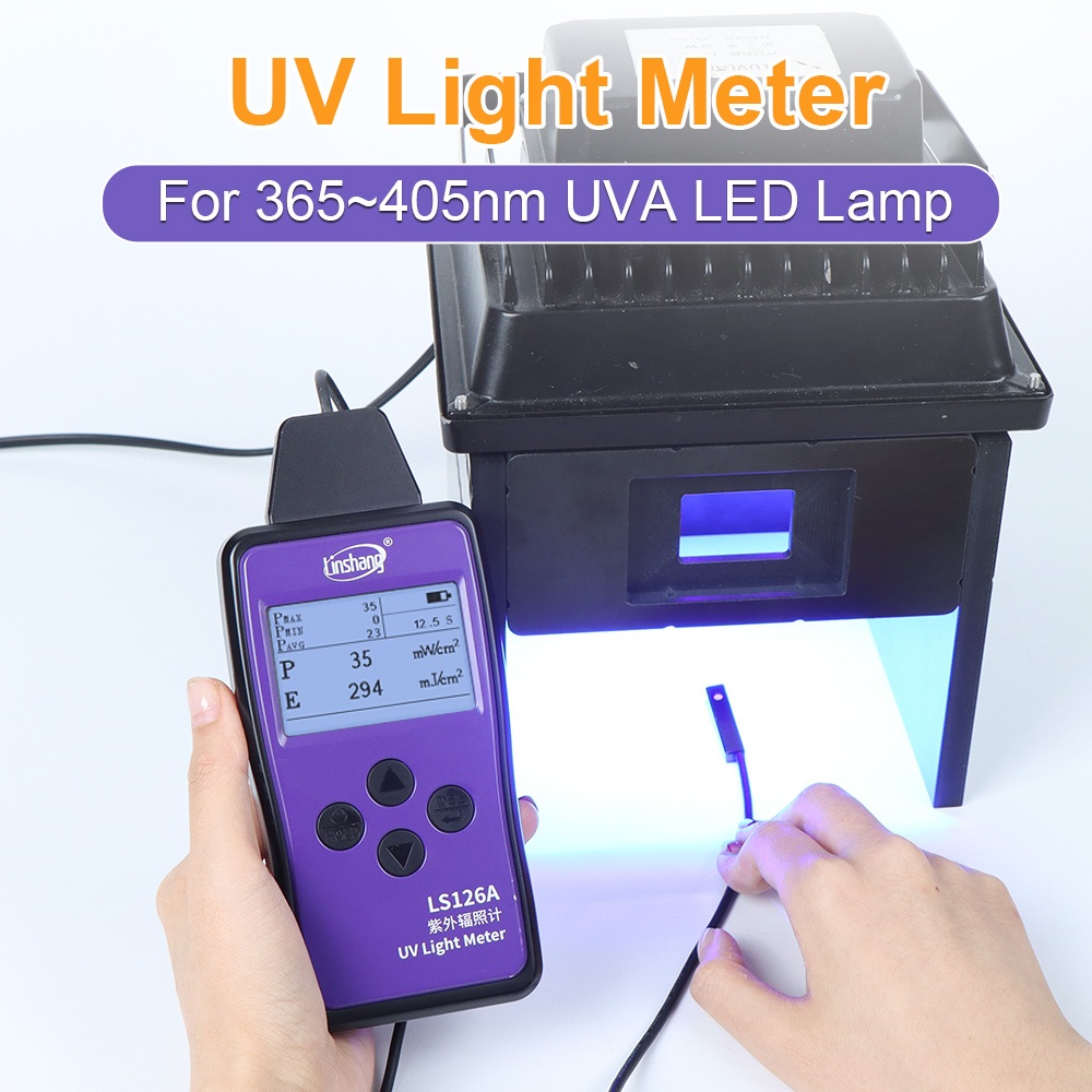Linshang LS126A 340nm ถึง 420nm UVA LED Radiometer การวัดความเข้ม UV Index Meter Curing Light 126C