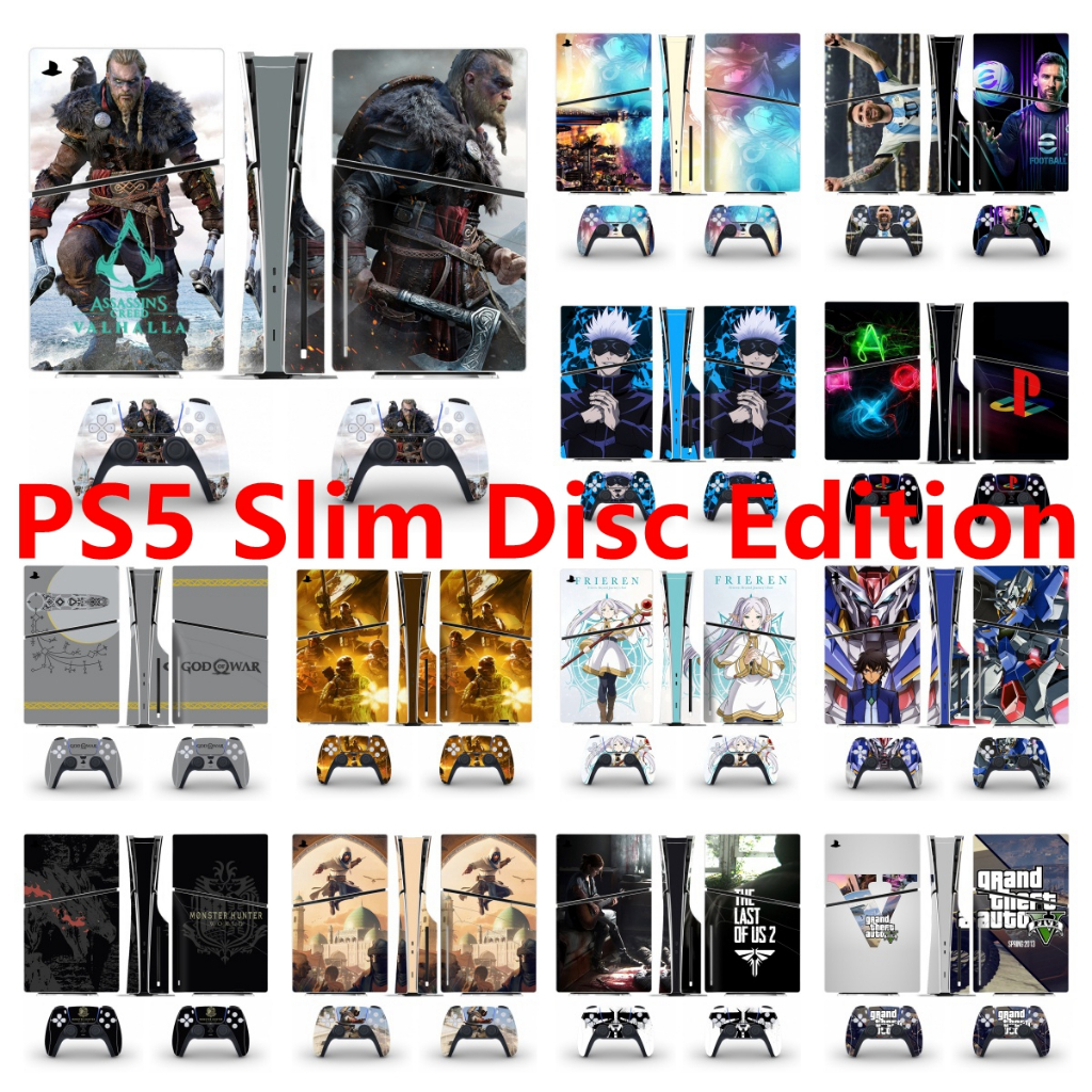 85 สีสติกเกอร์ผิวใช้งานร่วมกับ Sony Playstation 5 Slim Disc Edition ไวนิล Decal รูปแบบชุดฟิล์มป้องกั