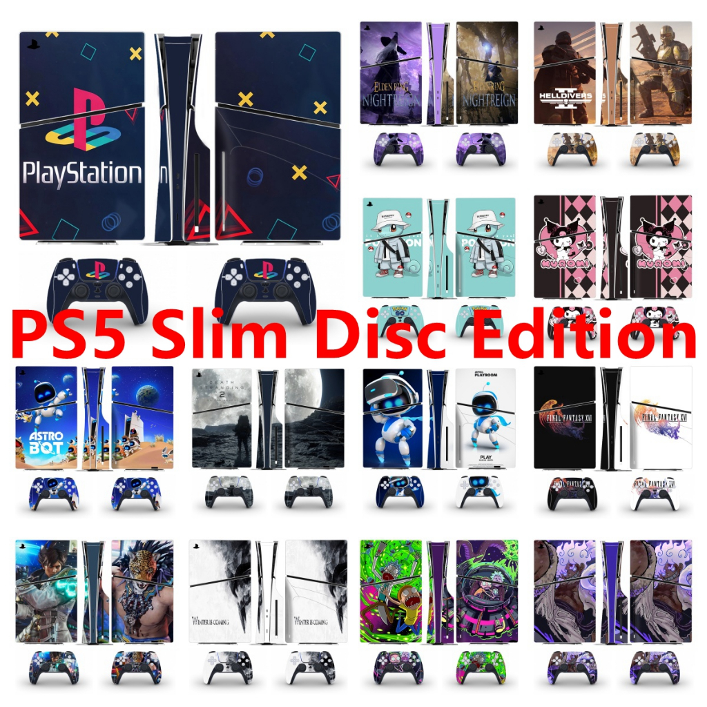 82 สีสติกเกอร์ผิวใช้งานร่วมกับ Sony Playstation 5 Slim Disc Edition ไวนิล Decal รูปแบบชุดฟิล์มป้องกั