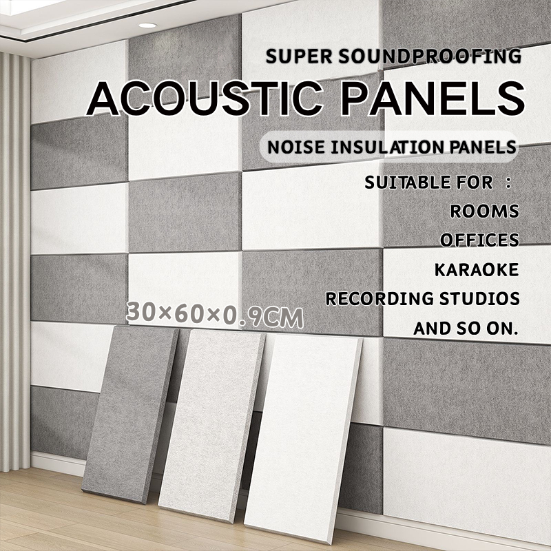 ขายส่งพิเศษ 20 ชิ้นSoundproofing แผงอะคูสติก Self กาว DIY Felt กระเบื้องผนัง Felt อะคูสติกแผงลดเสียงรบกวน Easy Stick-on 30x60 ซม. Home Office Studio