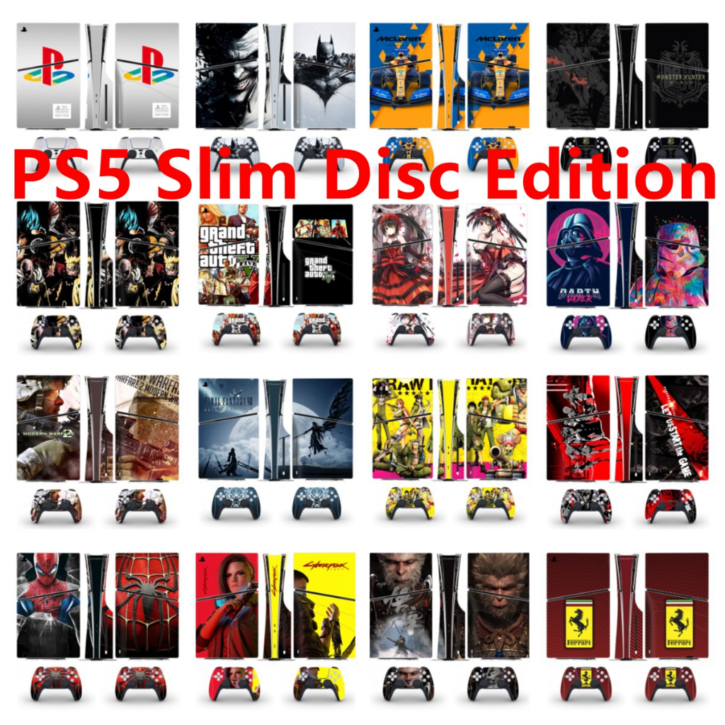 85 สีสติกเกอร์ผิวใช้งานร่วมกับ Sony Playstation 5 Slim Disc Edition ไวนิล Decal รูปแบบชุดฟิล์มป้องกั