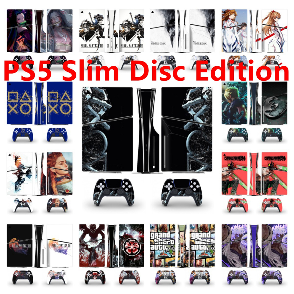 82 สีสติกเกอร์ผิวใช้งานร่วมกับ Sony Playstation 5 Slim Disc Edition ไวนิล Decal รูปแบบชุดฟิล์มป้องกั