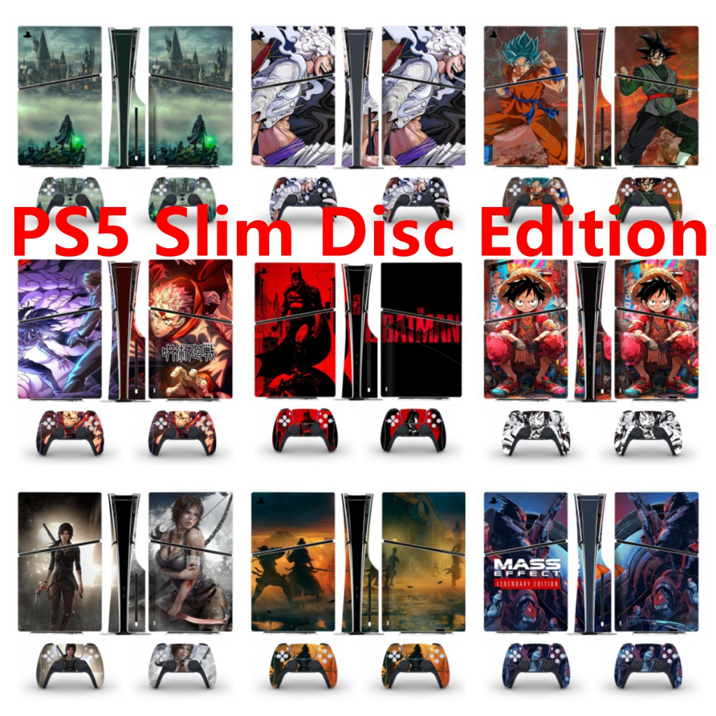 100 สีสติกเกอร์ผิวใช้งานร่วมกับ Sony Playstation 5 Slim Disc Edition ไวนิล Decal รูปแบบชุดฟิล์มป้องก