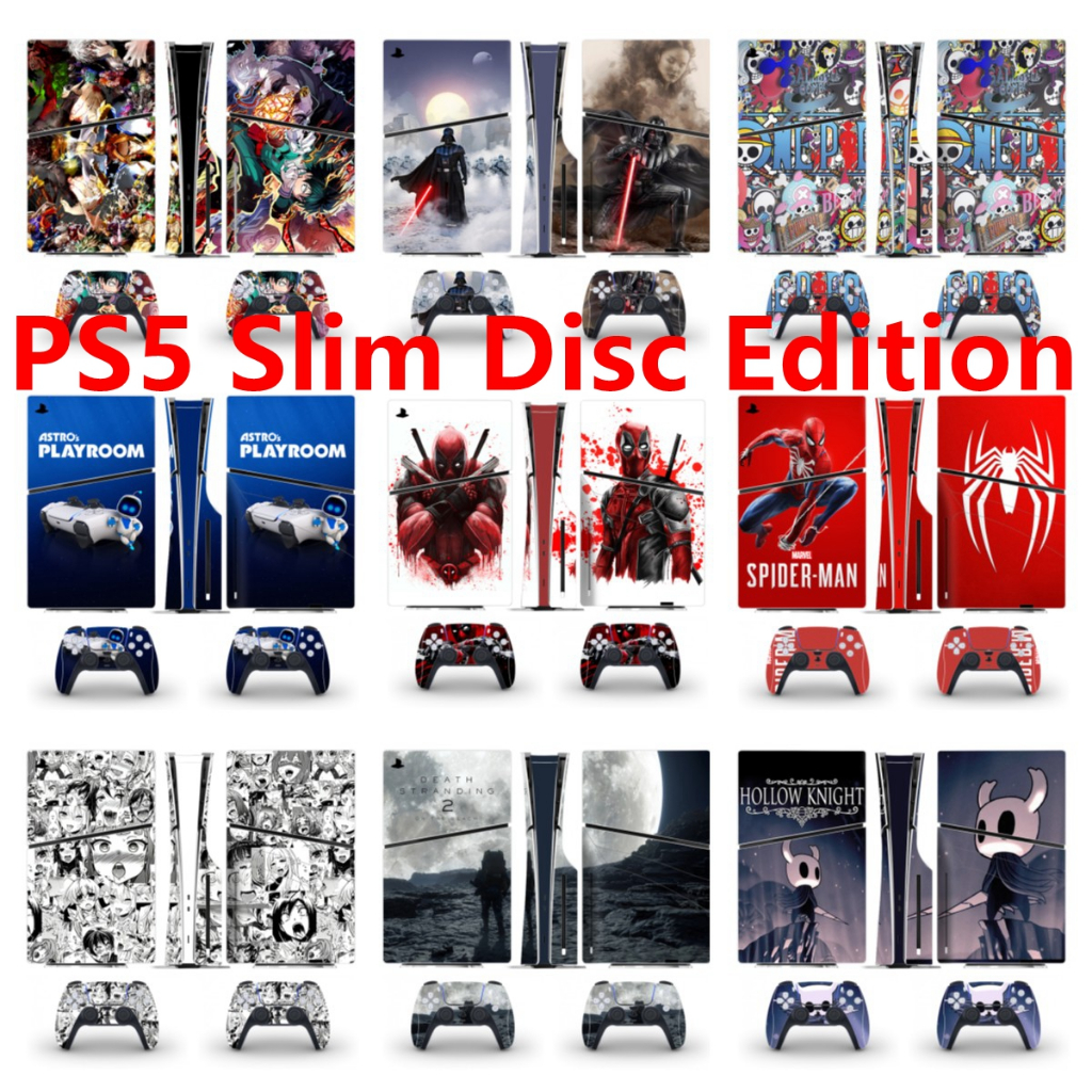 82 สีสติกเกอร์ผิวใช้งานร่วมกับ Sony Playstation 5 Slim Disc Edition ไวนิล Decal รูปแบบชุดฟิล์มป้องกั
