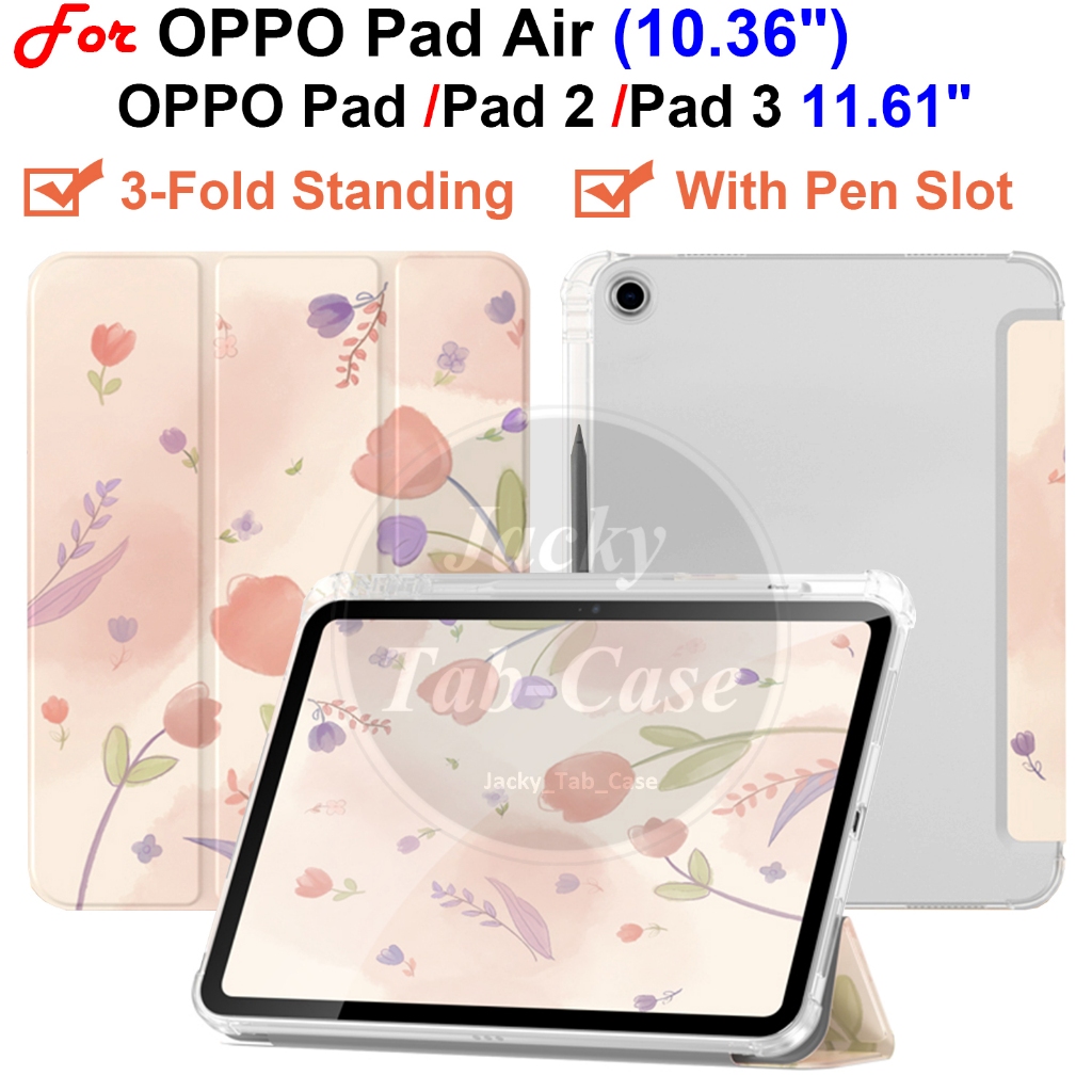 สําหรับ OPPO Pad Air 10.36 "/Pad 2 3 Pad2 Pad3 11.11 "แท็บเล็ต 3 พับยืนกรณีกันกระแทกนุ่มปากกา OPD210