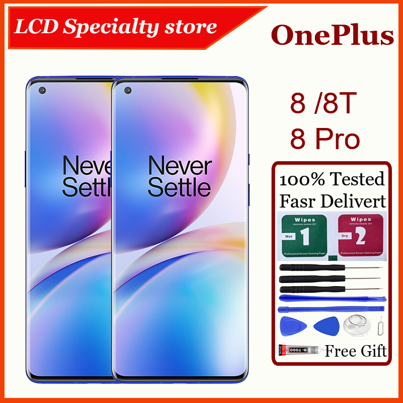 Original AMOLED สําหรับ OnePlus 8 8T 8 Pro จอแสดงผล LCD หน้าจอสัมผัสเปลี่ยน