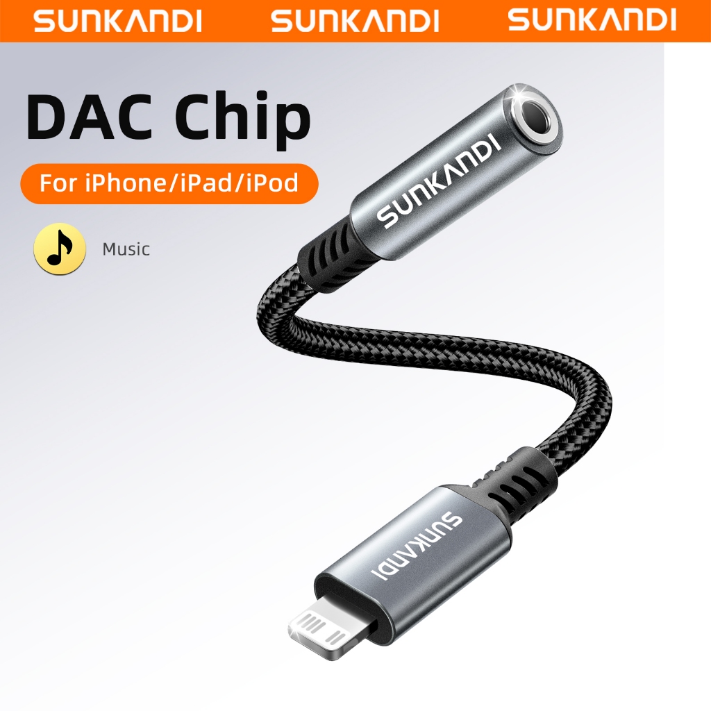 SUNKANDI L/Type-c สายสัญญาณเสียงหญิง 3.5 มม. รองรับการโทรในเพลงในสายควบคุมสําหรับหูฟังเสียงโทรศัพท์