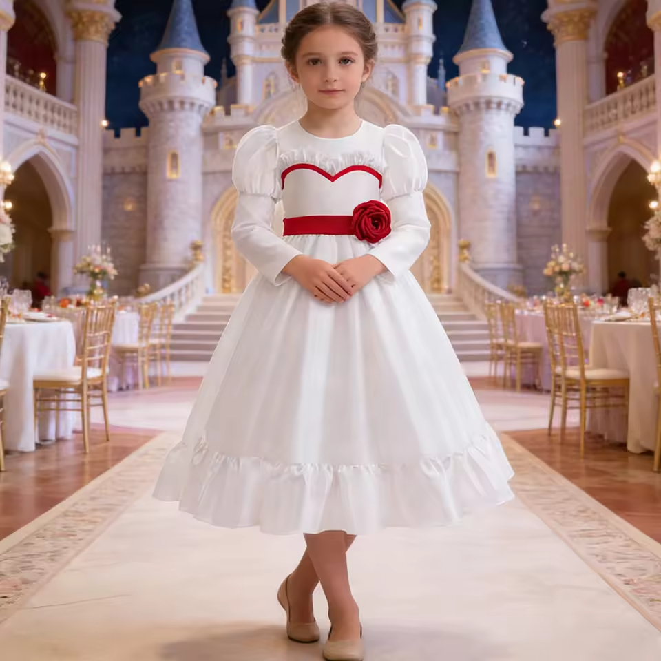 Girl Cosplay "The Conjuring 4" - Annabelle Costume Carnival Costume เดรสสีขาว 3-10 ปี Ball dress