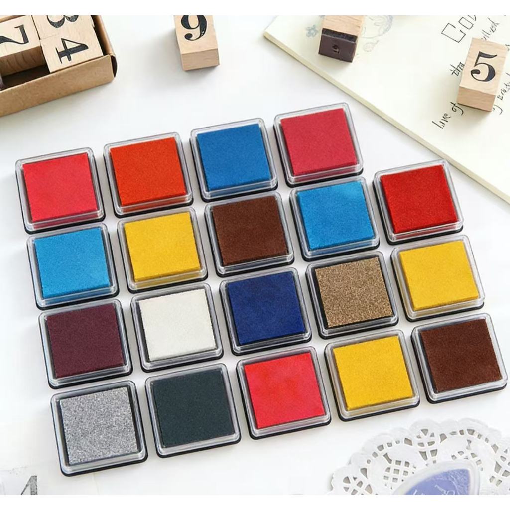 ไดลี่|Mini Square Ink Pad Candy Color Washable Quick-Drying Ink Pad เหมาะสําหรับคู่มือ, DIY