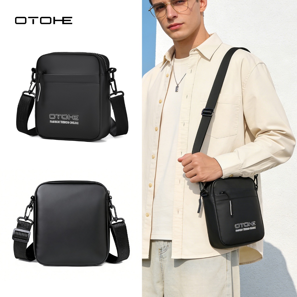 OTOHE กระเป๋าสะพายไหล่ผู้ชาย แบบลุคสบาย น้ำหนักเบา กันน้ำ สำหรับพักผ่อน ใช้เดินถนน ท่องเที่ยว กลางแจ้ง ขี่จักรยาน ขนาดเล็ก สะพายข้าง